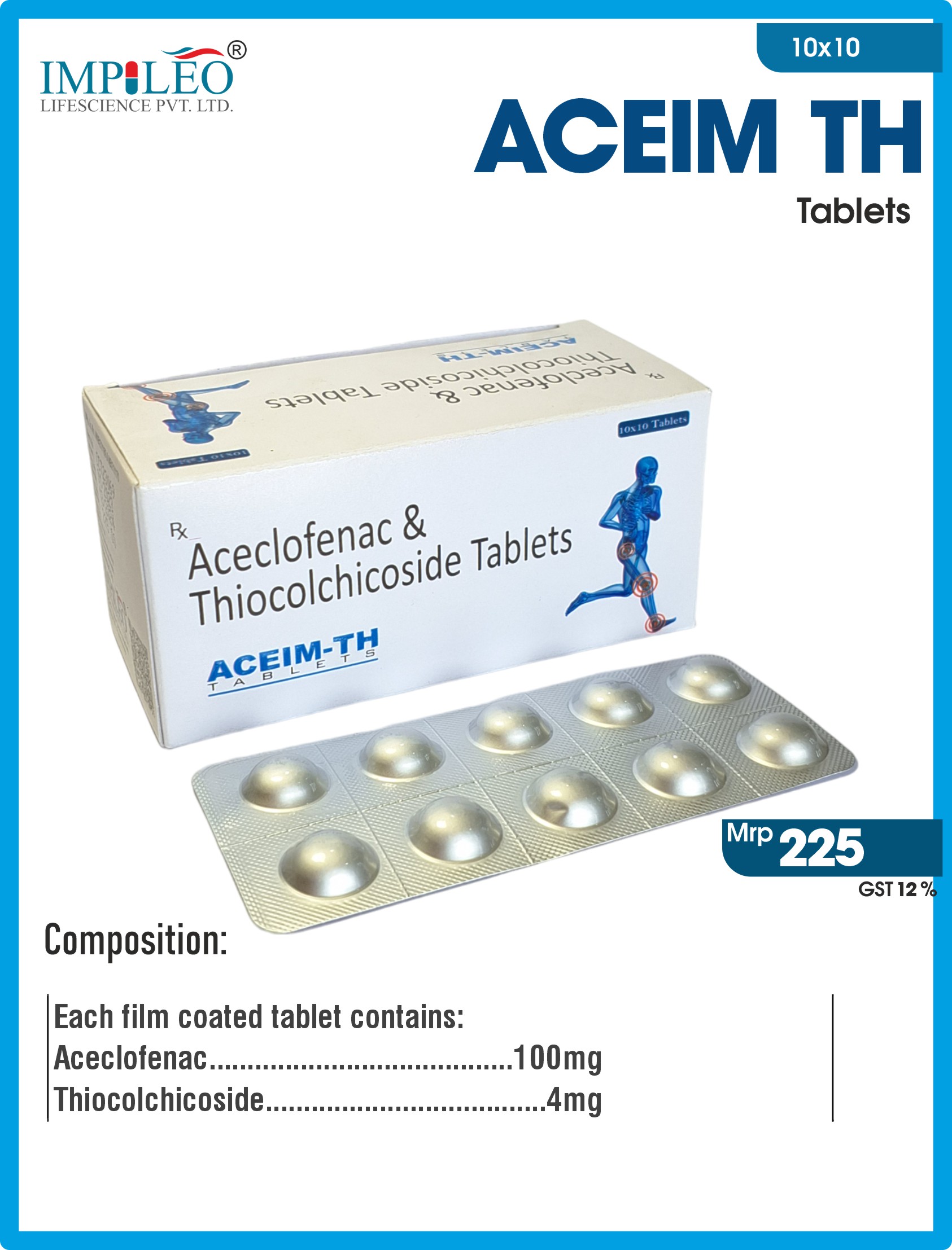 Trusted Third Party Manufacturer in India Provides ACEIM TH (Aceclofenac and Thiocolchicoside) Tablets.